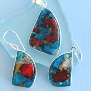 Oyster Turquoise Pendant and Earring Set